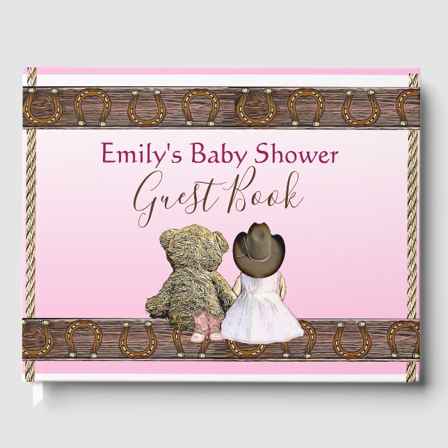 Libro De Visitas Pink Lil' Cowgirl Baby Shower (Anverso)