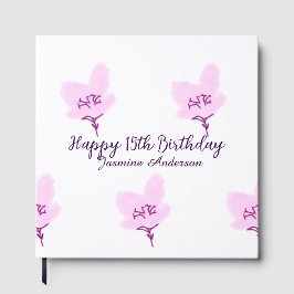 Libro De Visitas Pink mauve floral 15th birthday quinceanera name d