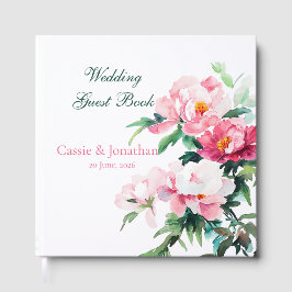 Libro De Visitas Pink Peony Watercolor Floral Wedding