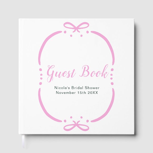 Libro De Visitas Pink Ribbon Bridal Shower (Anverso)
