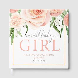 Libro De Visitas Pink Rose Floral Sweet Baby Girl Baby Shower