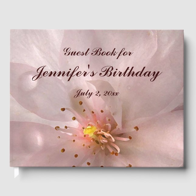 Libro De Visitas Pink Sakura Flower Birday Party Guest Book (Anverso)