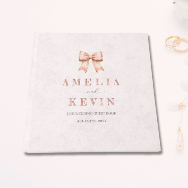 Libro De Visitas Pink Sakura Ribbon Engagement Party (Subido por el creador)