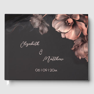 Libro De Visitas Pink Shiny Flower Black | Wedding