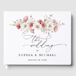 Libro De Visitas Pink Wild Flowers Wedding Guest Book