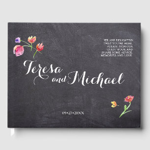 Libro De Visitas Pintura de flores de color de cartón, rústico