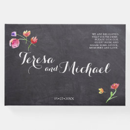 Libro De Visitas Pintura de flores de color de cartón, rústico