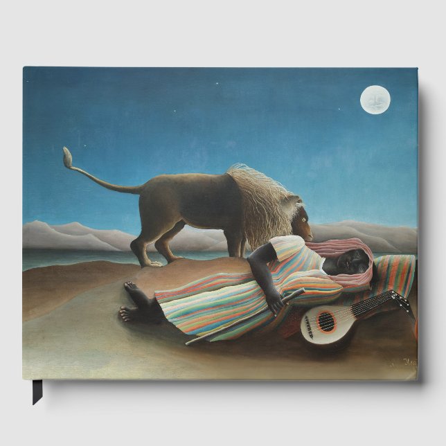 Libro De Visitas Pintura de león gitano durmiente de Henri Rousseau (Anverso)