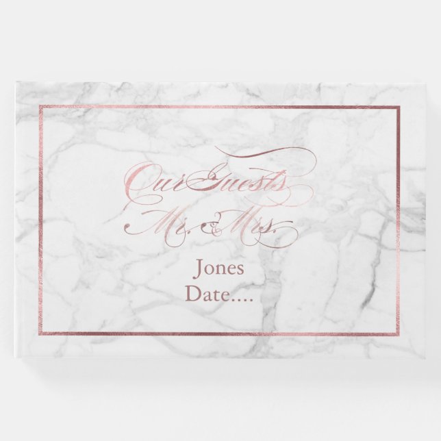 Libro De Visitas PixDezines Marble+Faux Rosa Gold (Anverso)