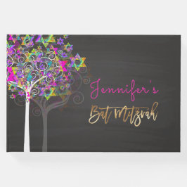 Libro De Visitas PixDezines Tree of Life Mitzvah/Pink+Chalkboard