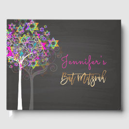 Libro De Visitas PixDezines Tree of Life Mitzvah/Pink+Chalkboard
