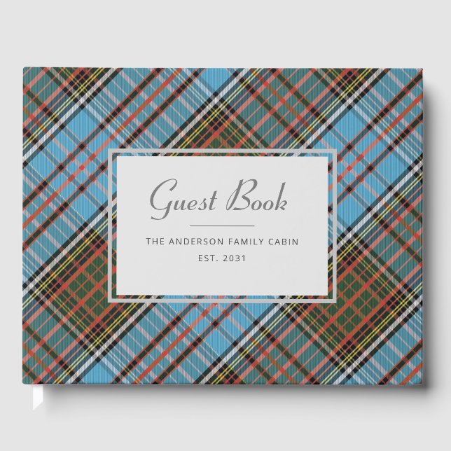 Libro De Visitas Plaid Farmhouse Rustic Personalizado Familia Tartá (Anverso)