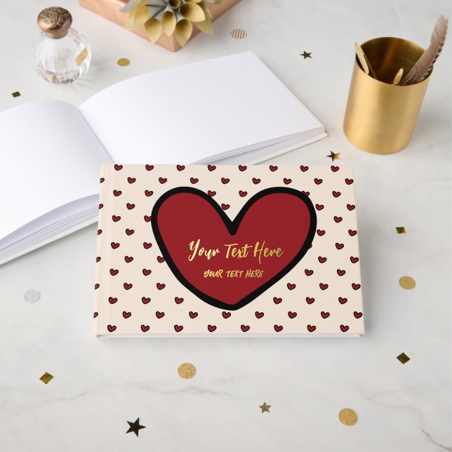 Libro De Visitas Plantilla de suministros para fiesta de corazón du (Anverso Abierto)