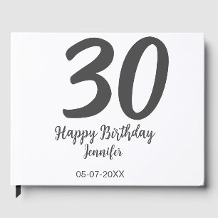 Libro De Visitas plantilla negra cumpleaños 30 nombre fecha año
