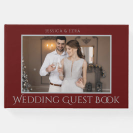 Libro De Visitas Plata con estilo y Borgoña | Foto