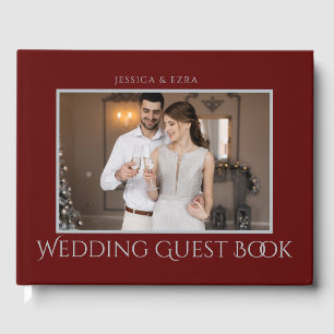 Libro De Visitas Plata con estilo y Borgoña Foto