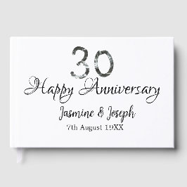 Libro De Visitas Plata Metálico 30º Feliz aniversario agregar nombr