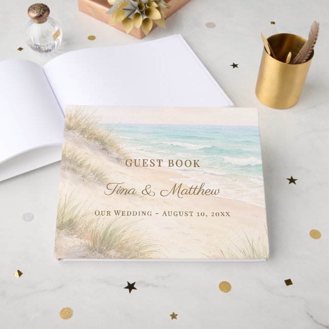 Libro De Visitas Playa de boda costera (Anverso Abierto)