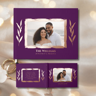 Libro De Visitas Plum Jewel Tone Relieve metalizado Boda Guestbook