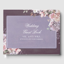Libro De Visitas Plum Lilac y Mauve Vintage Boda Floral