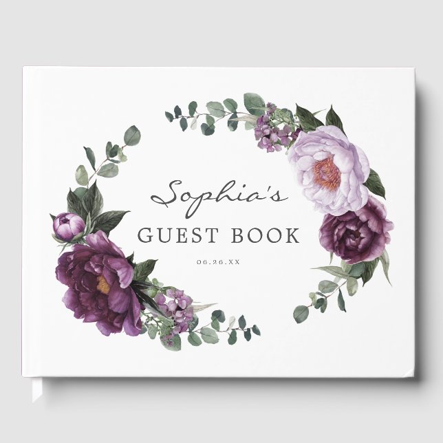 Libro De Visitas Plum Peonies Bridal Shower Guest Book (Anverso)