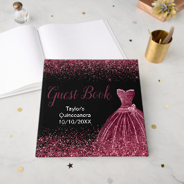 Libro De Visitas Plum Purple Dress Faux Glitter Quinceanera