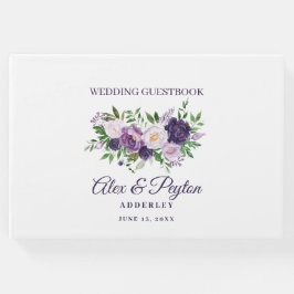 Libro De Visitas Plum Purple Lavender Floral Boda blanco