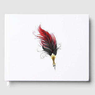 Libro De Visitas Pluma de plumas rojas con nido de oro