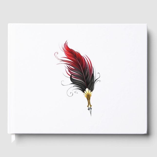 Libro De Visitas Pluma de plumas rojas con nido de oro (Anverso)
