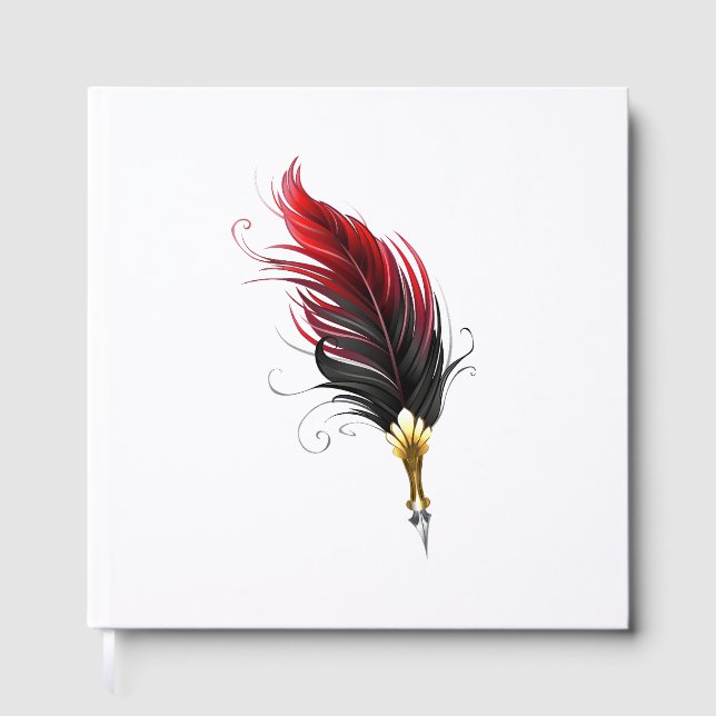 Libro De Visitas Pluma de plumas rojas con nido de oro (Anverso)
