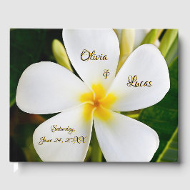 Libro De Visitas Plumeria Blanca Tropical - Nuevos Comienzos - Boda