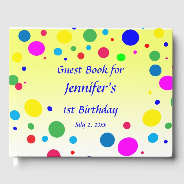 Libro De Visitas Polka Dot Bubble Balloon Birday Party Guest Book (Anverso)