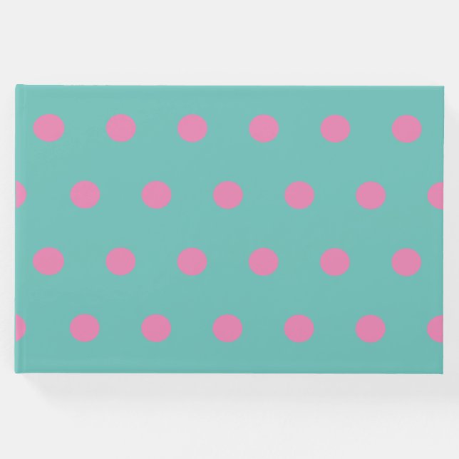 Libro De Visitas Polka Dot Guest Book (Aqua & Pink) (Anverso)