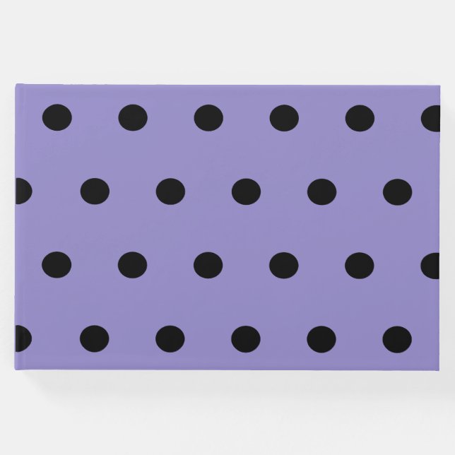 Libro De Visitas Polka Dot Guest Book (Lavanda y negro) (Anverso)
