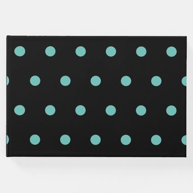 Libro De Visitas Polka Dot Guest Book (Negro y Aqua) (Anverso)