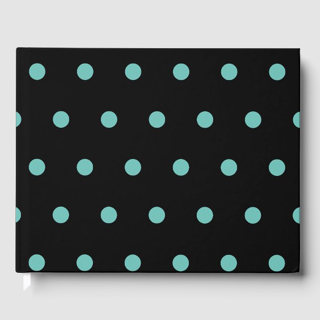 Libro De Visitas Polka Dot Guest Book (Negro y Aqua) (Anverso)