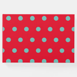 Libro De Visitas Polka Dot Guest Book (Red & Aqua)