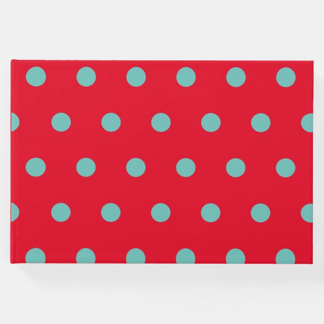Libro De Visitas Polka Dot Guest Book (Red & Aqua) (Anverso)