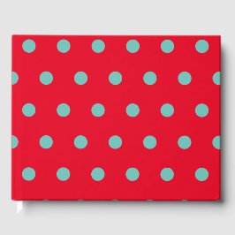 Libro De Visitas Polka Dot Guest Book (Red & Aqua)