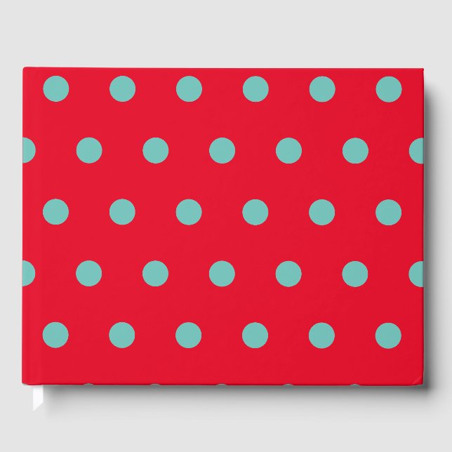 Libro De Visitas Polka Dot Guest Book (Red & Aqua) (Anverso)