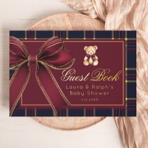 Libro De Visitas Polo Teddy Bear Gold Bow Classic Plantación Baby S