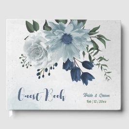 Libro De Visitas polvoriento blanco romántico y verde azul marino