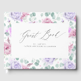 Libro De Visitas Polvoriento morado y rosado matrimonio elegante fl