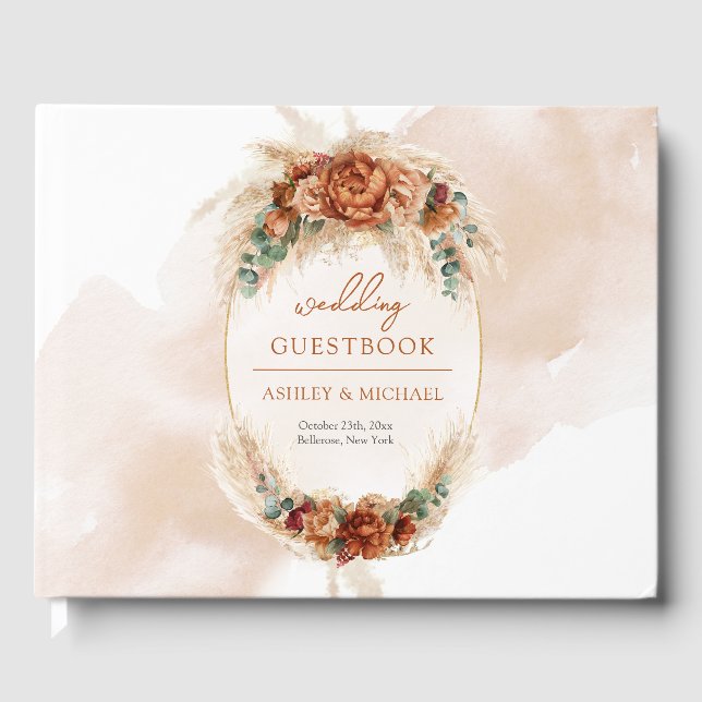 Libro De Visitas Popular arco terracota eucalipto rojo profundo (Anverso)