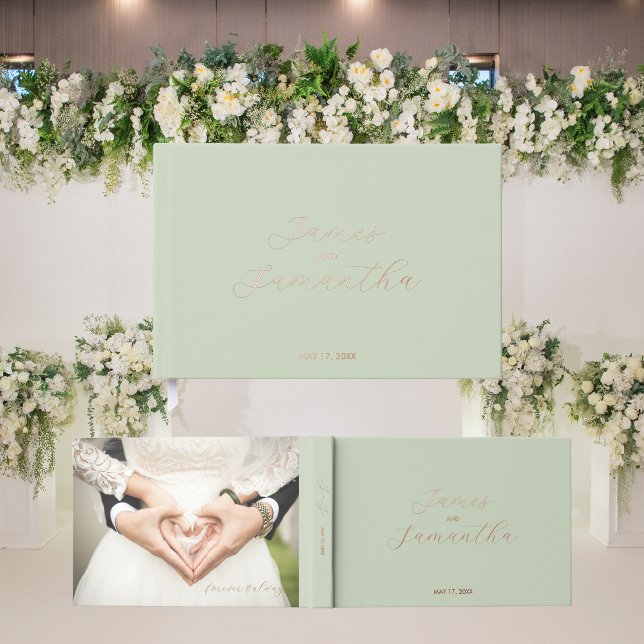 Libro De Visitas Portátil Relieve metalizado invitado boda | Salvia (Subido por el creador)