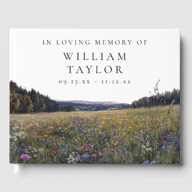 Libro De Visitas Pradera de flores silvestres florales en memoria f (Anverso)