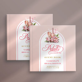 Libro De Visitas Pretty petals and prosecco blush gold guest book