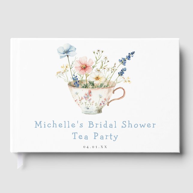 Libro De Visitas Primavera Floral Bridal Shower Tea Fiesta (Anverso)
