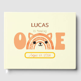 Libro De Visitas Primer cumpleaños del Boho Rainbow Fox