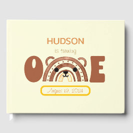 Libro De Visitas Primer cumpleaños del oso arcoiris Boho